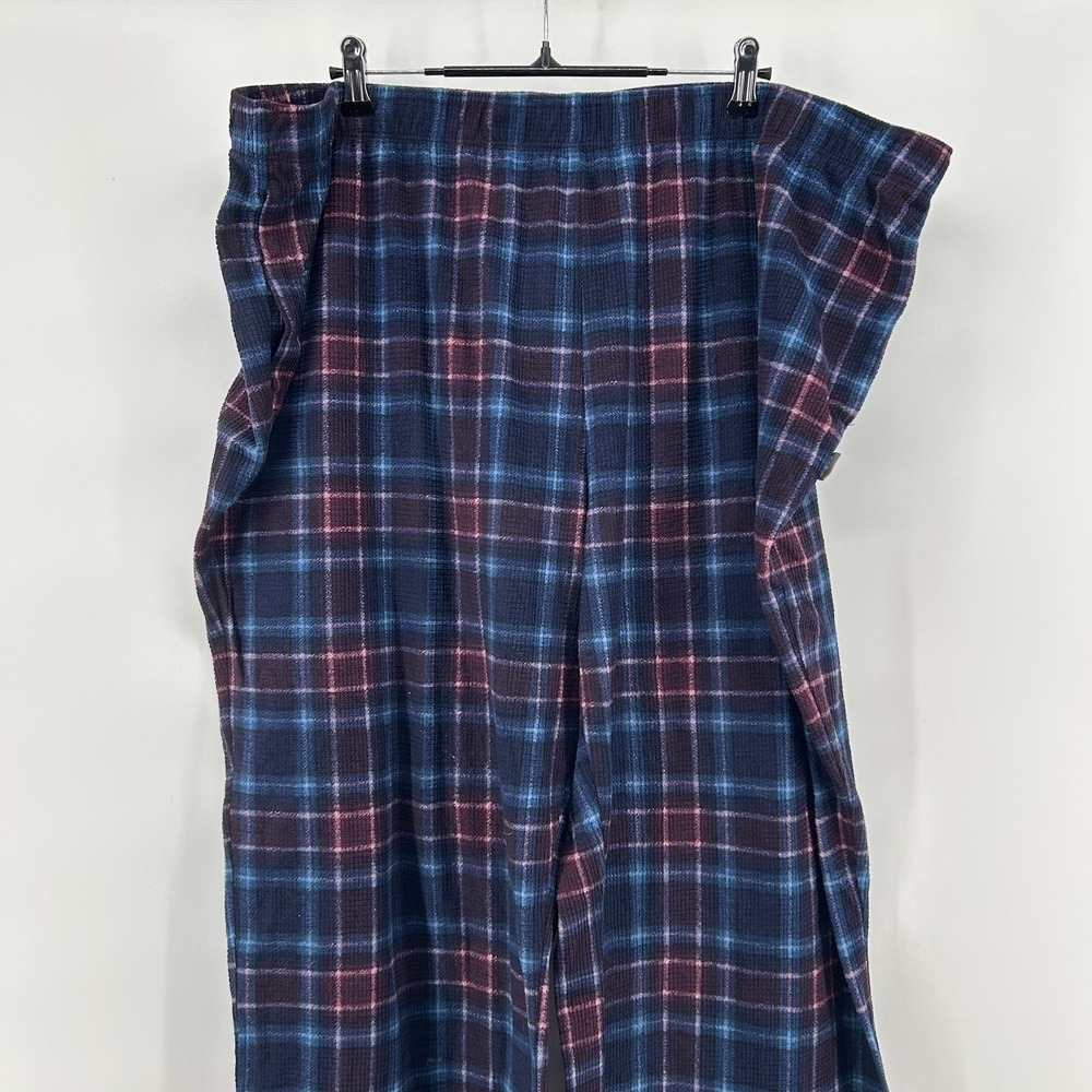 Eddie Bauer Womens 2X Blue Red Plaid Waffle Knit Pajama Pants Lounge Sleepwear